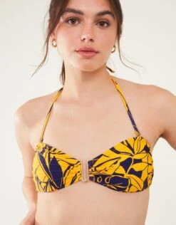 Accessorize Palm Print Bandeau Bikini Top