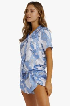 Playful Promises Logan Spector Recycled Blue Statues Satin Shorts -Perkindo Store m5053596564871 multi xl 3