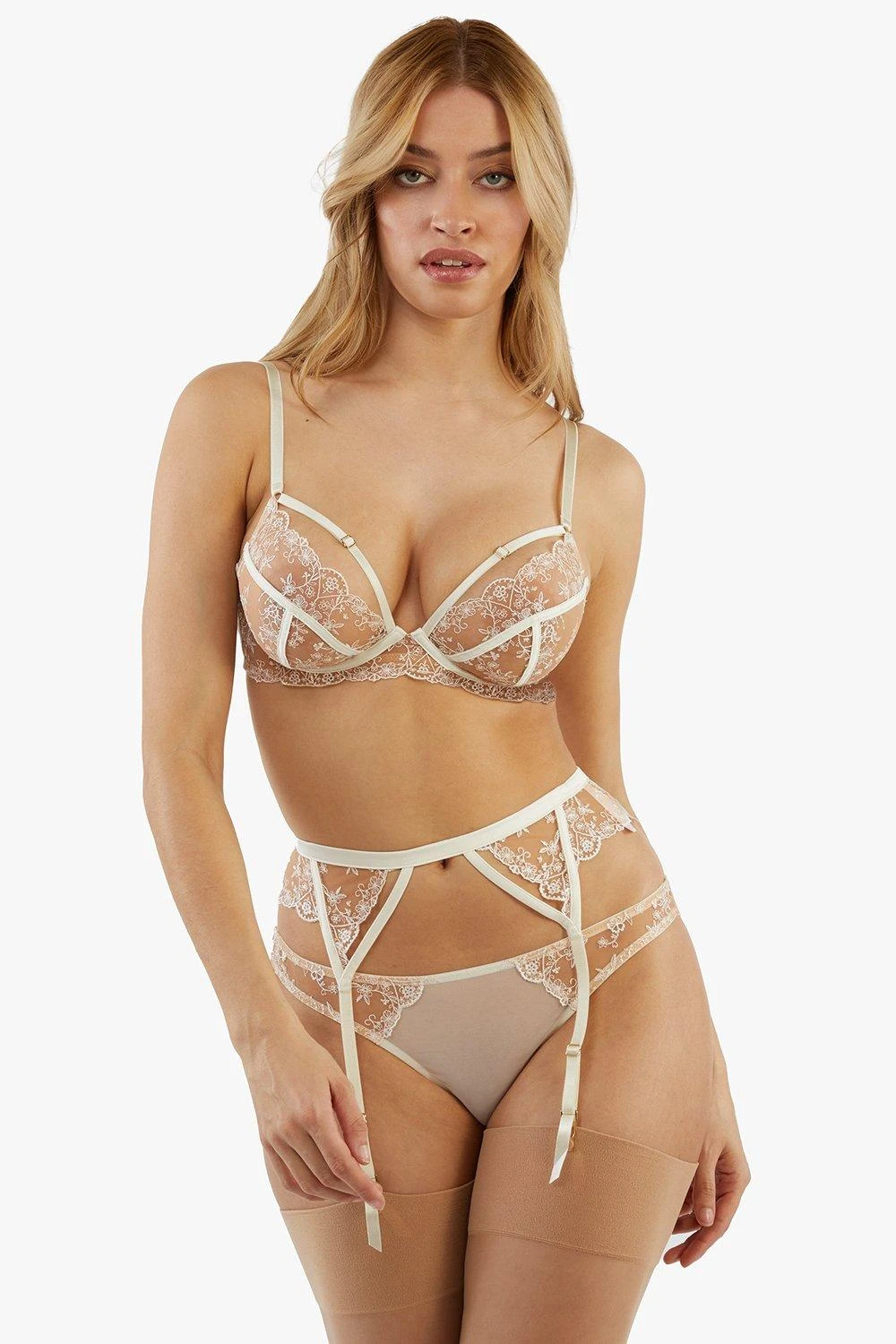 Playful Promises Cassia Floral Embroidery Suspender 6 Playful Promises Cassia Floral Embroidery Suspender - Image 4