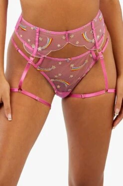 Playful Promises Coccinelle Shooting Star Pride Embroidery Suspender Belt