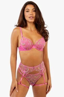 Playful Promises Coccinelle Shooting Star Pride Embroidery Suspender Belt -Perkindo Store m5053596642005 pink xl 3