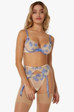 Playful Promises Rayne Gold And Lilac Satin Floral Embroidered Suspender -Perkindo Store m5056575325043 multi xl 2