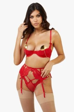 Playful Promises Eliza Lace Trim Suspender -Perkindo Store m5056575394766 red xl 3