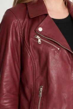 Barneys Originals Veg-Tanned Leather Biker Jacket -Perkindo Store m5056656718238 red xl 3