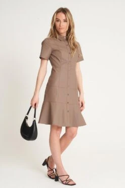 Barneys Originals Faux Leather Shirt Dress