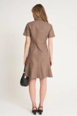 Barneys Originals Faux Leather Shirt Dress 8 Barneys Originals Faux Leather Shirt Dress -Perkindo Store m5056656779017 beige xl 2